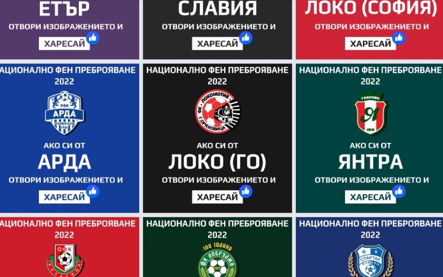 Фейсбук група брои феновете, засега „Лудогорец” и „Локомотив” се движат заедно в класирането